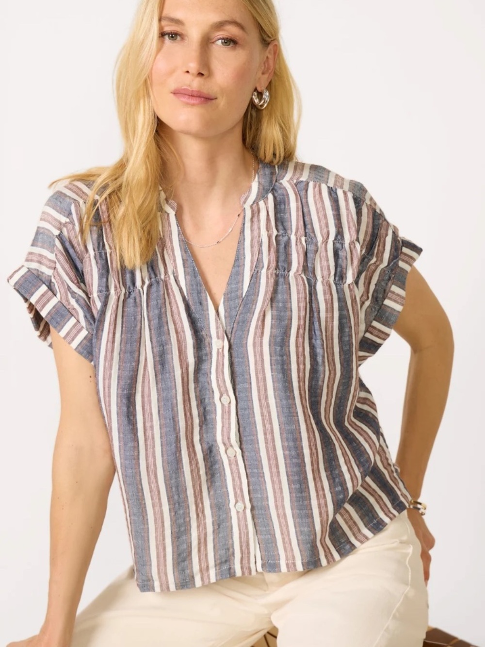 Evereve - Cecilia Stripe Blouse - Size L - New w/ Tags